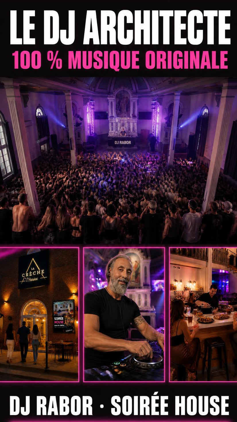 Soirée House — 21 Novembre.  DJ RABOR · Le DJ architecte · Cabaret La Crèche