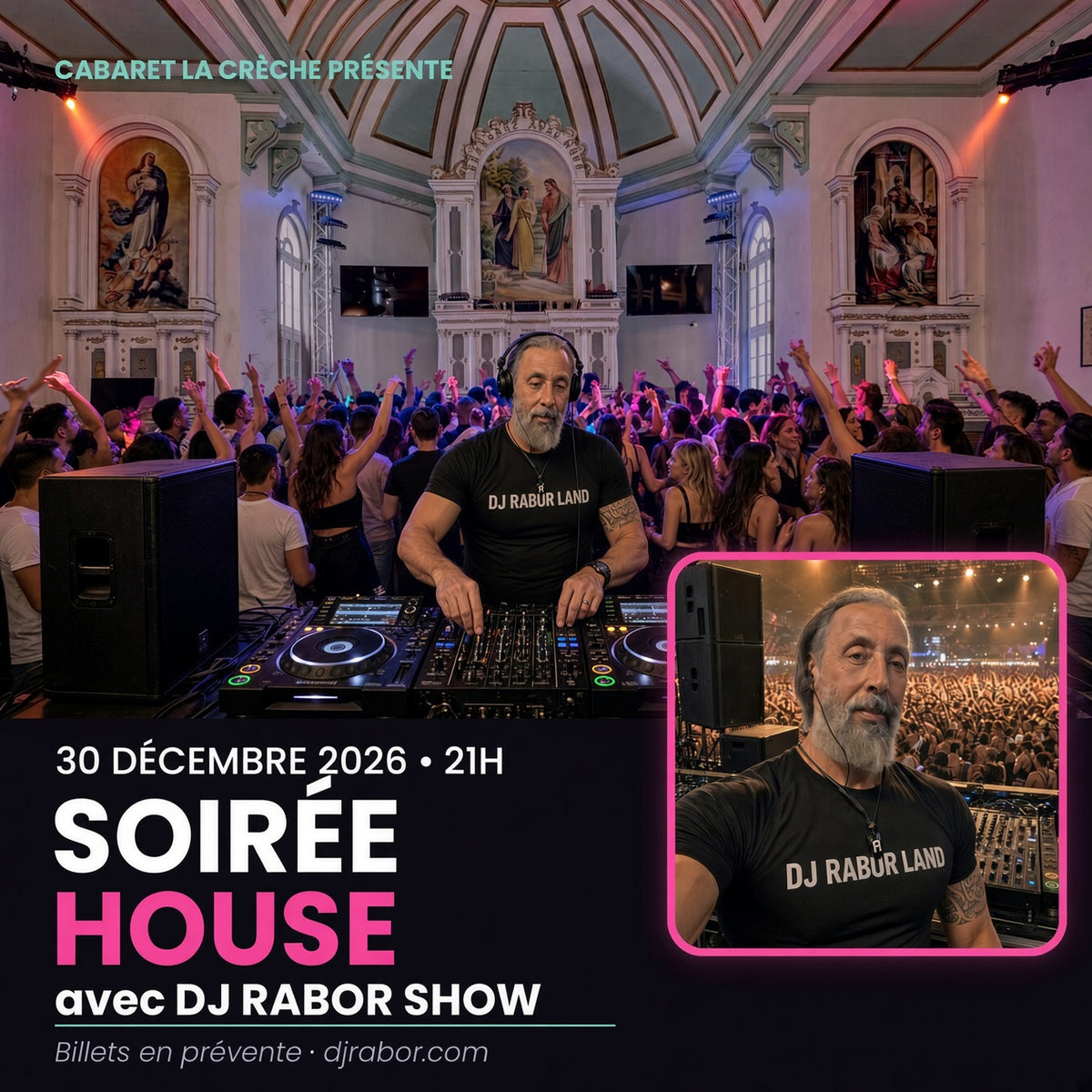 Soirée House — 30 Décembre. DJ RABOR · Le DJ architecte · Cabaret La Crèche